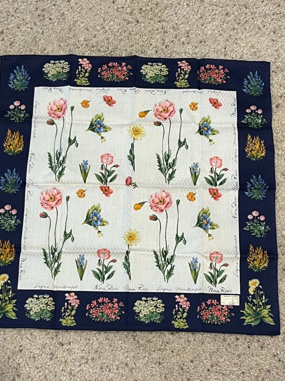 Nina Ricci Floral Scarf/Handkerchief19"x19"